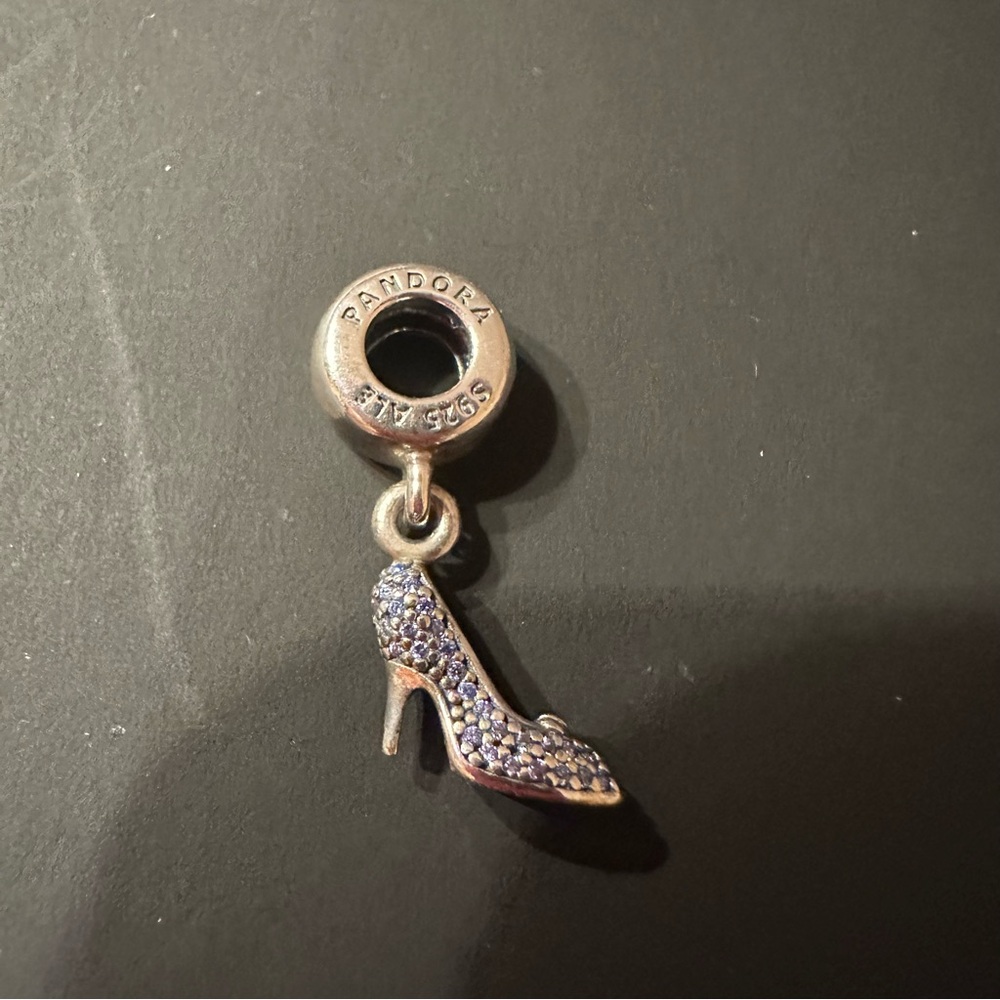 Pandora Disney, Cinderella Sparkling Slipper Dangle Charm Fancy Light Blue